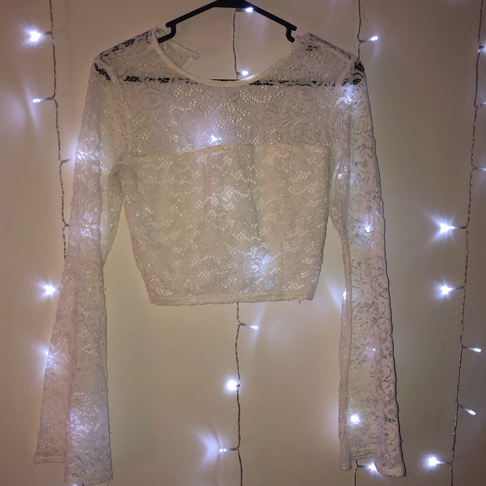 White lace crop top